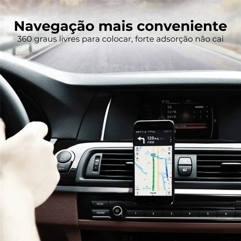 Suporte Magnético Universal para Celular - Fixação Segura e Rotação 360°