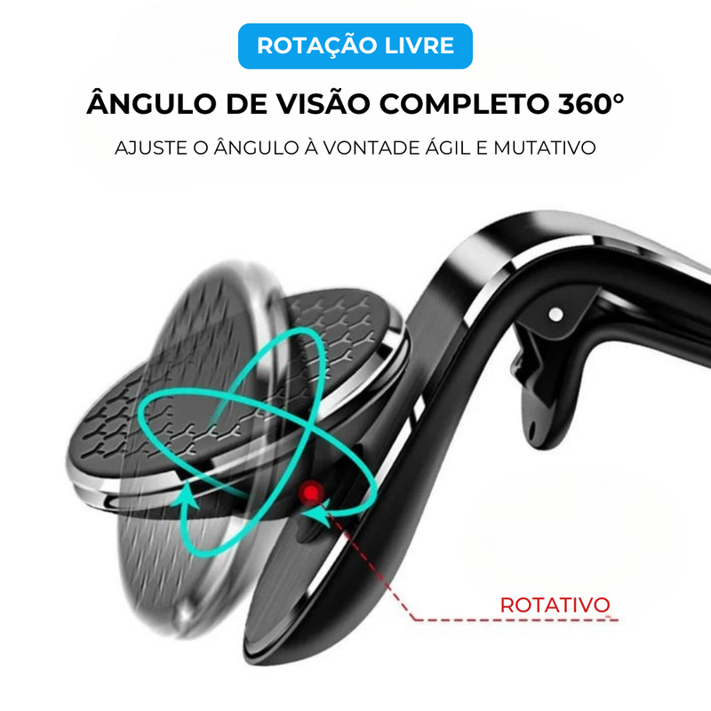 Suporte Magnético Universal para Celular - Fixação Segura e Rotação 360°