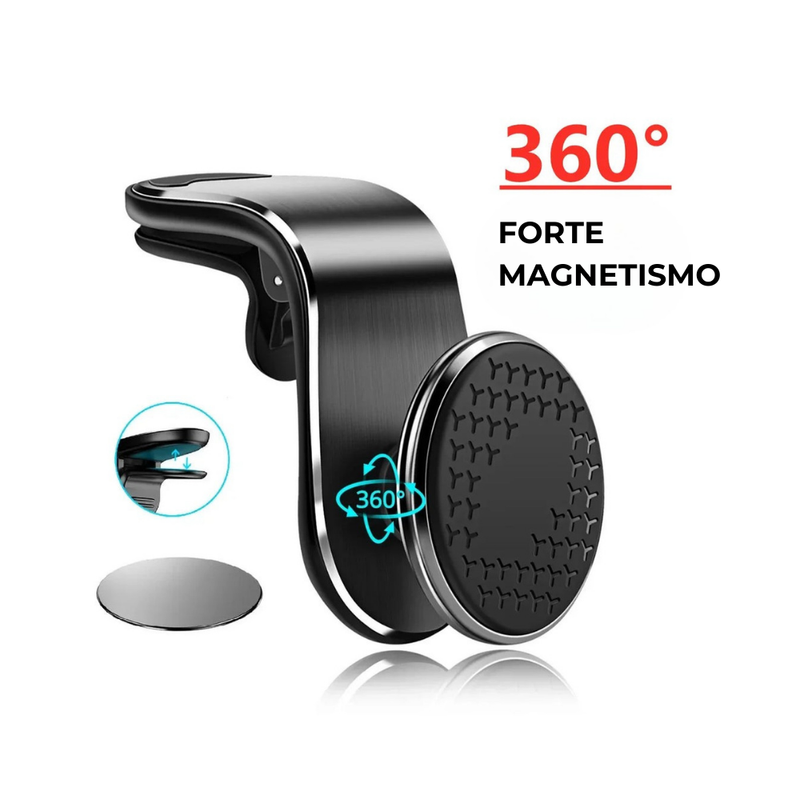 Suporte Magnético Universal para Celular - Fixação Segura e Rotação 360°