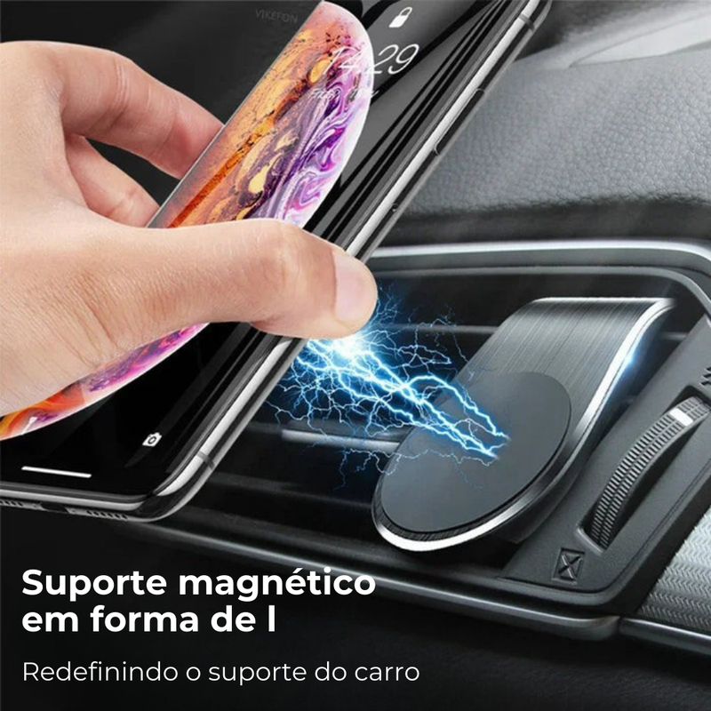 Suporte Magnético Universal para Celular - Fixação Segura e Rotação 360°