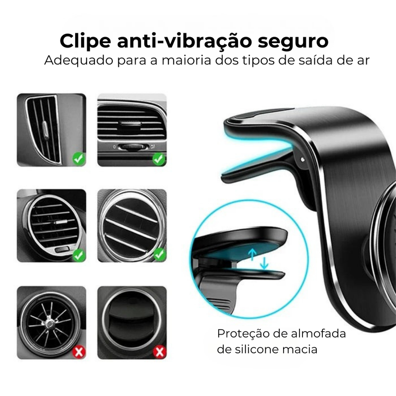 Suporte Magnético Universal para Celular - Fixação Segura e Rotação 360°